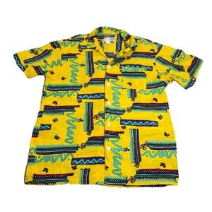 Vintage 1980s Beach Boys Designs by Sherry Holt Hawaiian Surf Yellow Shirt Large